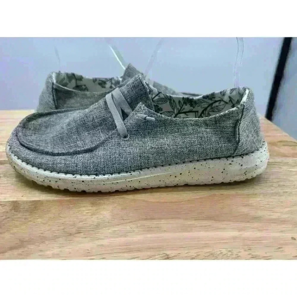 Heydude Women's Wendy Slip On Sneaker L Linen Iron Gray Size 10 - Picture 4 of 9